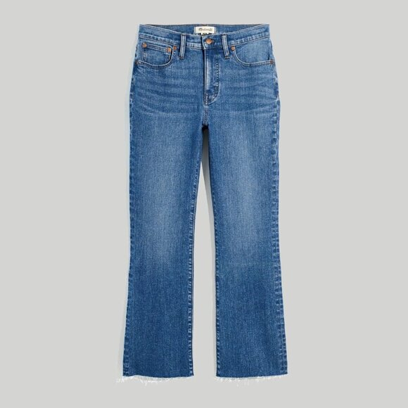 Madewell Mid-Rise Kick Out Crop Jeans w/ Raw Hem, Cherryville Blue Wash, 28 - Picture 12 of 12
